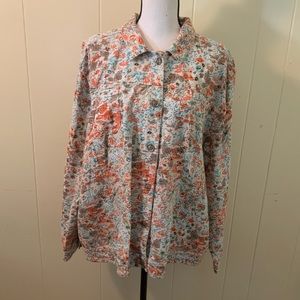 CJ Banks Floral Linen Top 2X